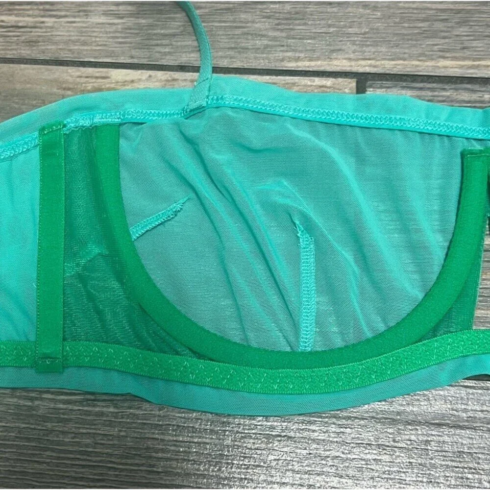 NWT We are HAH Free People Bra Fits 30-38C Teal Mesh Sheer 30C 32C 34C 36C 38C